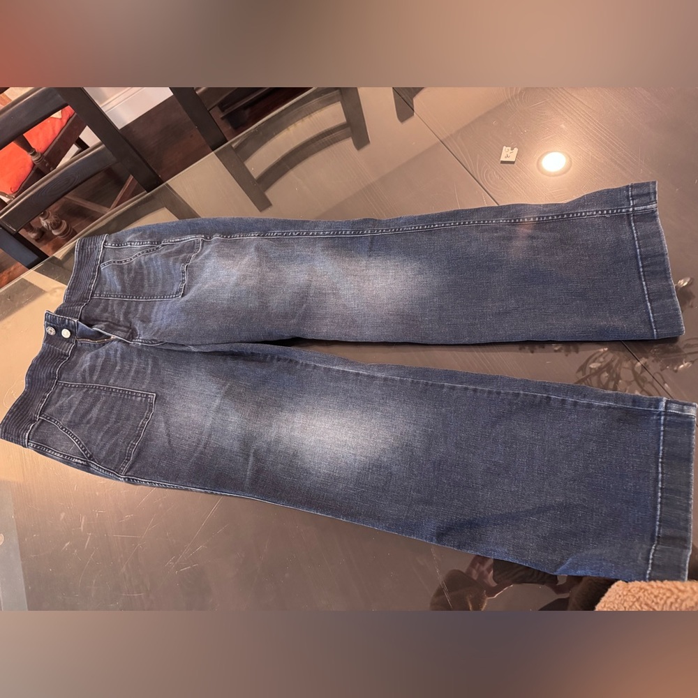 White House Black Market Women's Straight Jeans in Dark Blue Wash
